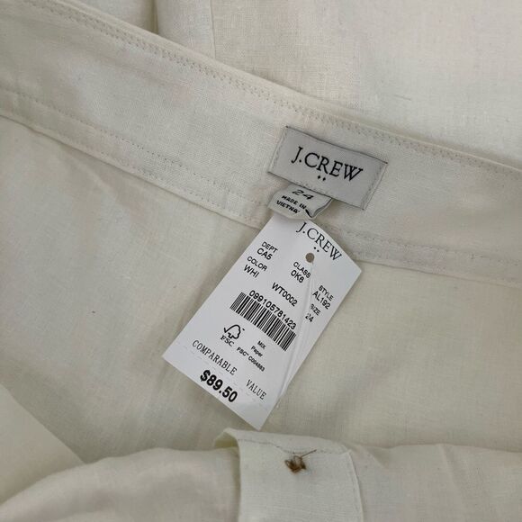 J. Crew Button linen midi skirt in White Plus Size 24 - Picture 5 of 8